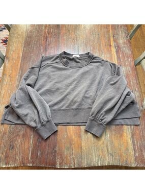 LaBiz Brown Cropped Crew Neck Sweatshirt Women's Small
